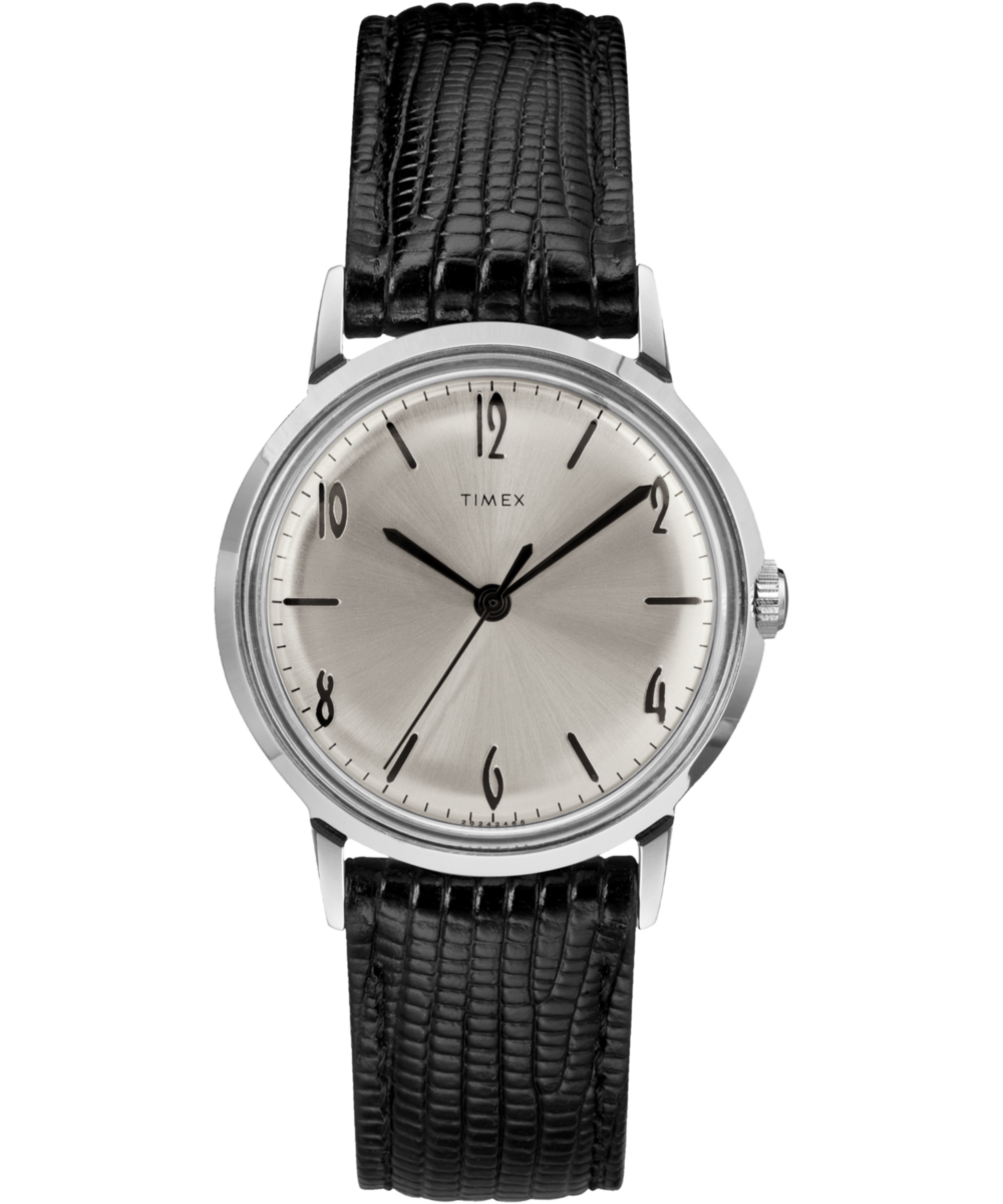 Marlin® Hand-Wound 34mm Leather Strap Watch