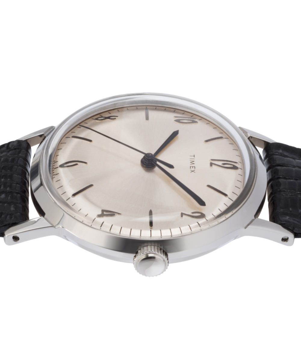Marlin® Hand-Wound 34mm Leather Strap Watch