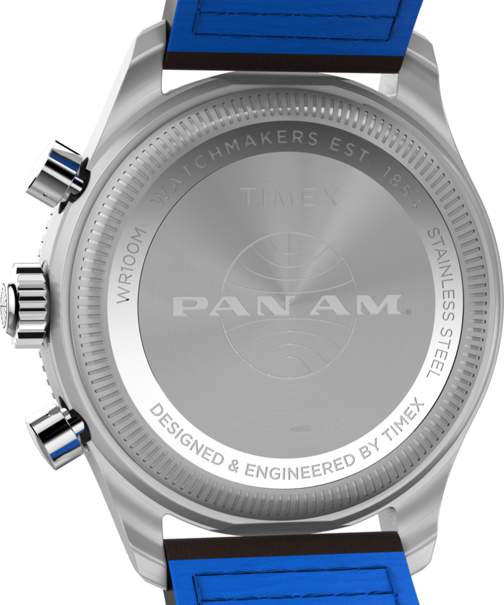 Pan Am® x Timex Fly-Back Chronograph 43mm Leather Strap Watch 