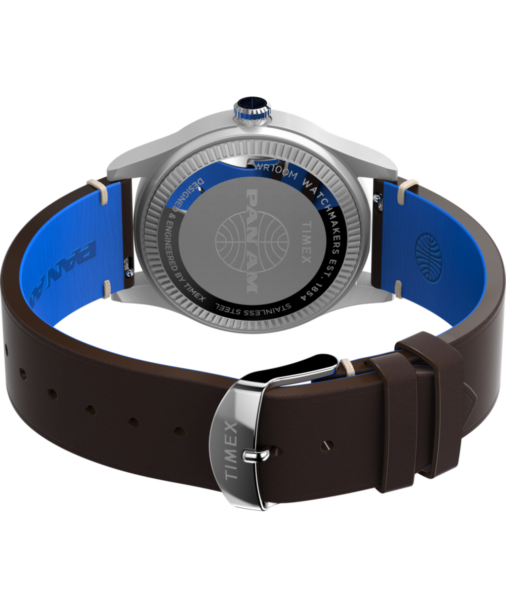 Pan Am® x Timex Waterbury GMT 39mm Leather Strap Watch