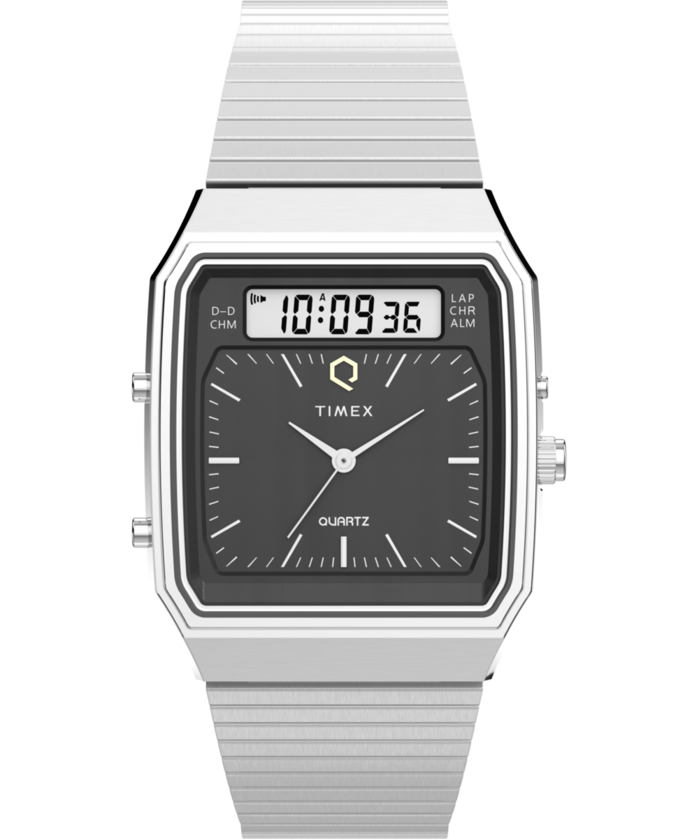 Q Timex® 1982 Ana-Digi Reissue 33mm Stainless Steel Bracelet Watch 