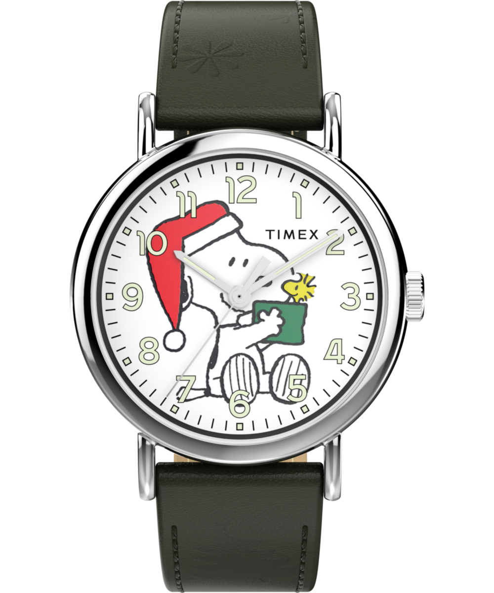 Peanuts® x Timex Weekender Holiday Dial 40mm Leather Strap Watch