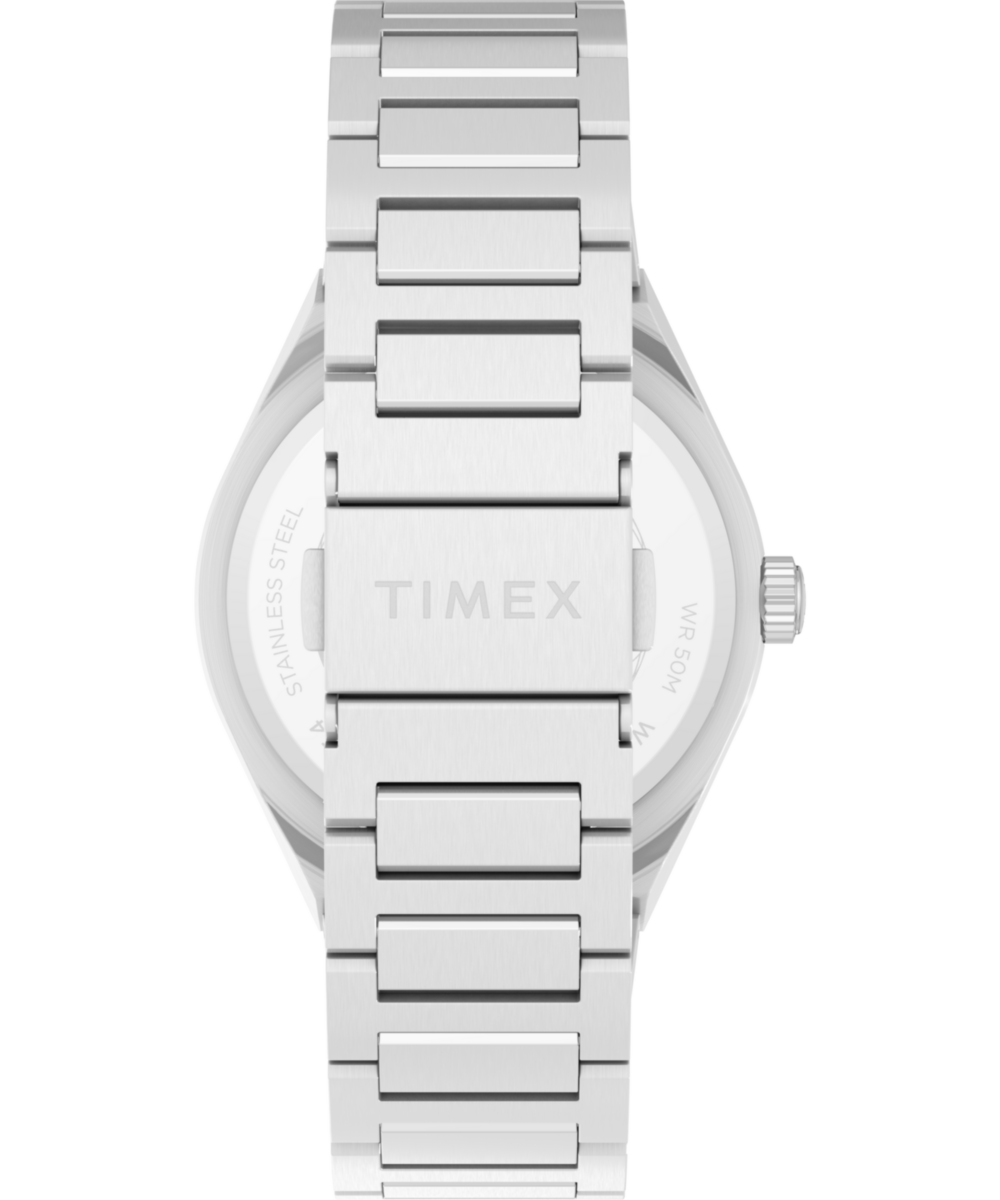 Q Timex® Continental Day and Date 39mm Stainless Steel Bracelet Watch