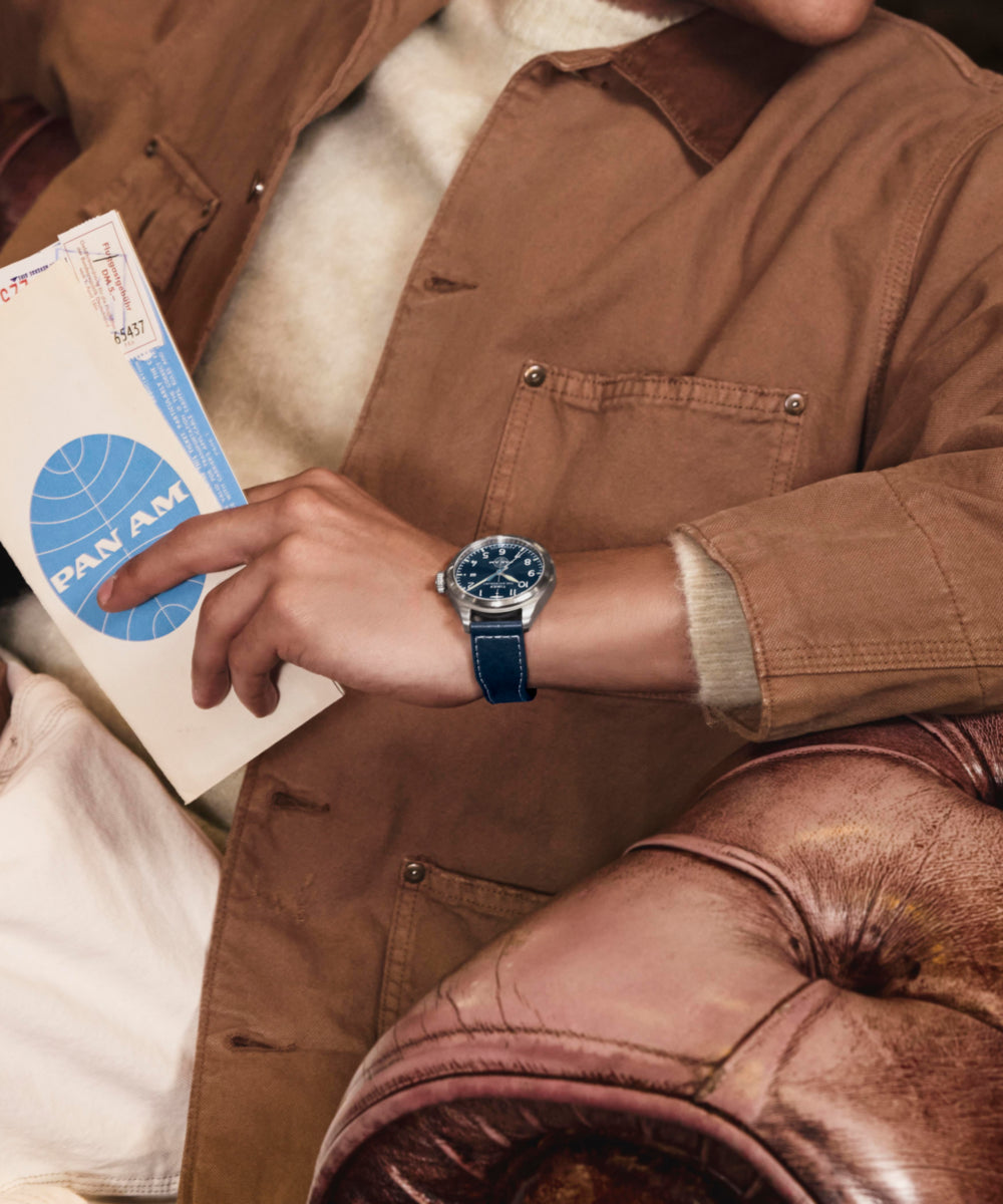 Pan Am® x Timex Waterbury Automatic Ace 41mm Leather Strap Watch