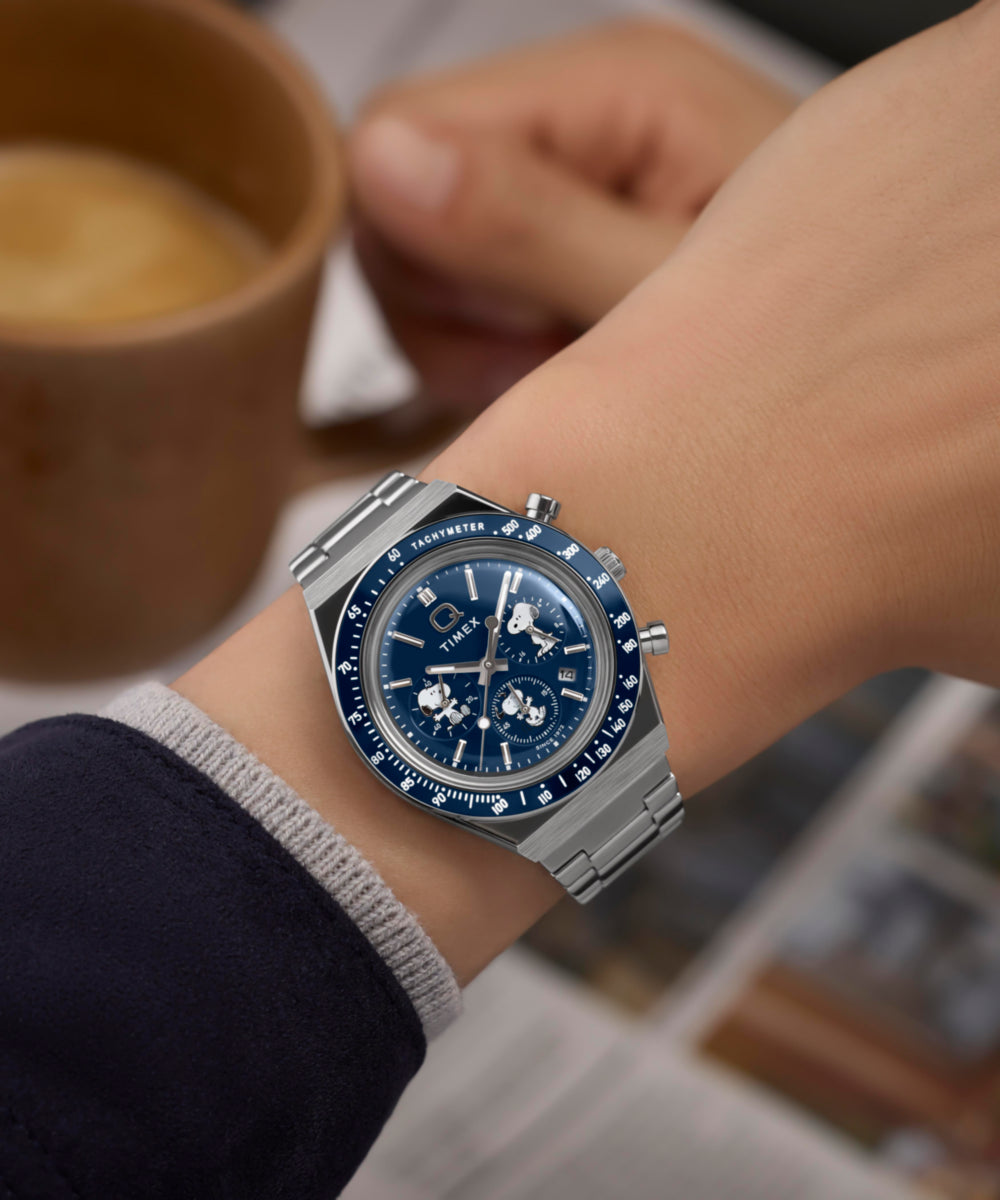 Peanuts® x Q Timex Chronograph 40mm Stainless Steel Bracelet Watch