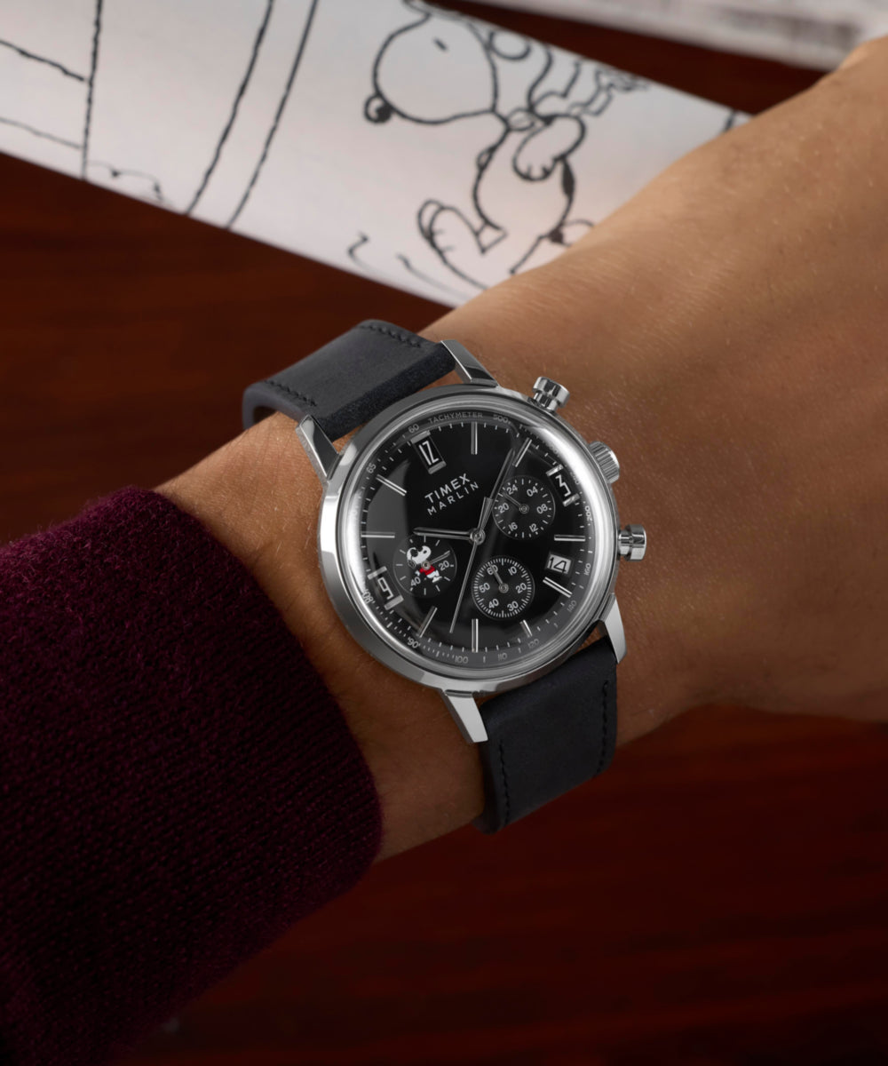 Peanuts® x Timex Marlin® Chronograph Joe Cool 40mm Leather Strap Watch