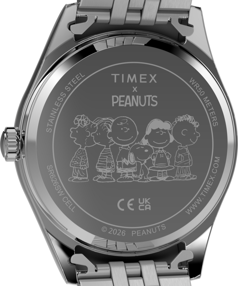 Peanuts® x Timex Legacy Snoopy with Flower Dial 36mm Stainless Steel Bracelet Watch