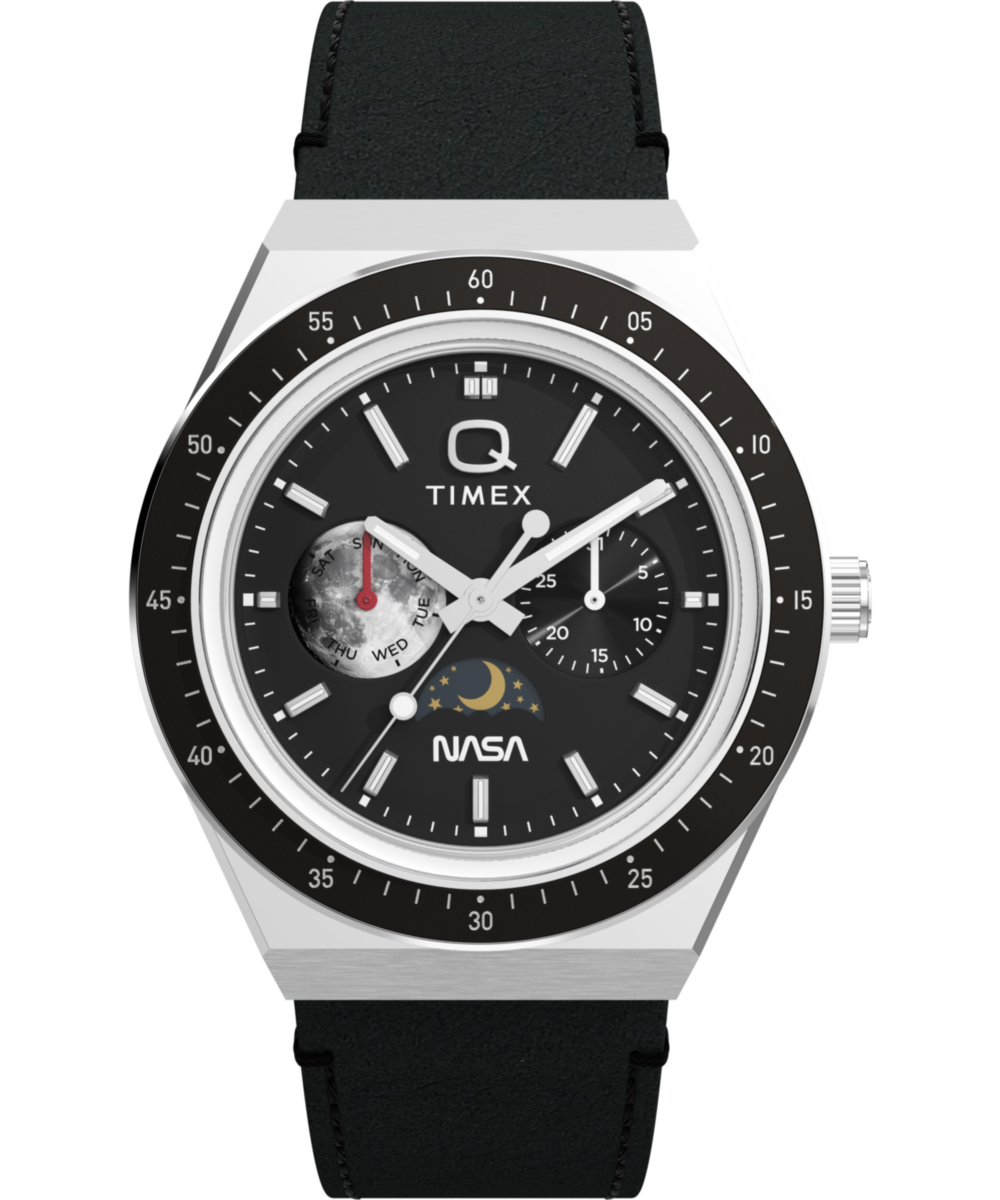 Q Timex NASA 40mm Leather Strap Watch
