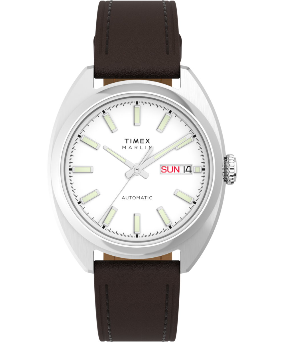 Marlin® Draper Automatic 37mm Leather Strap Watch