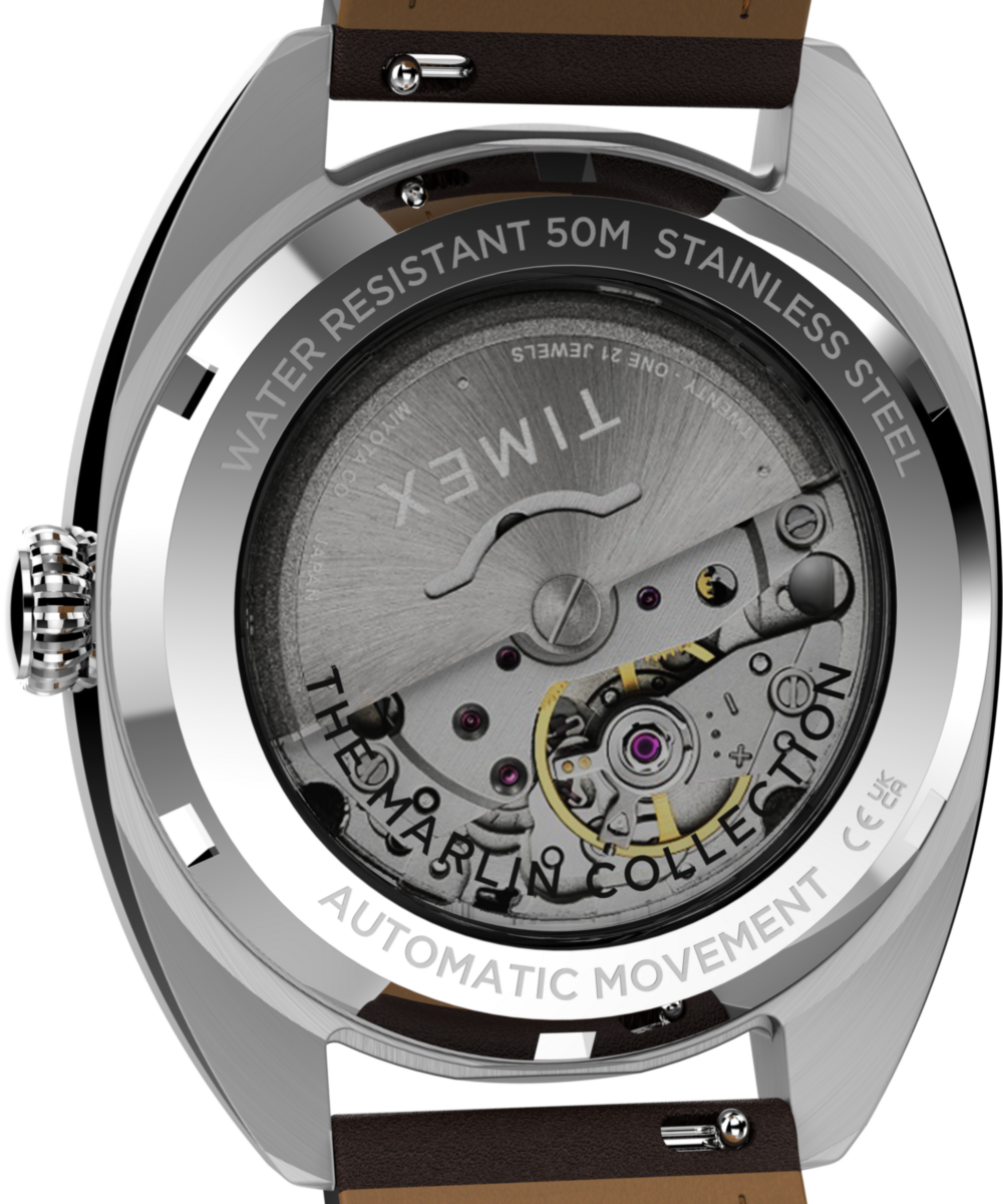 Marlin® Draper Automatic 37mm Leather Strap Watch