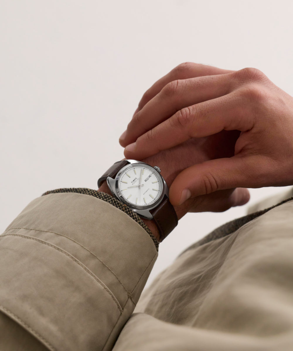 Marlin® Draper Automatic 37mm Leather Strap Watch