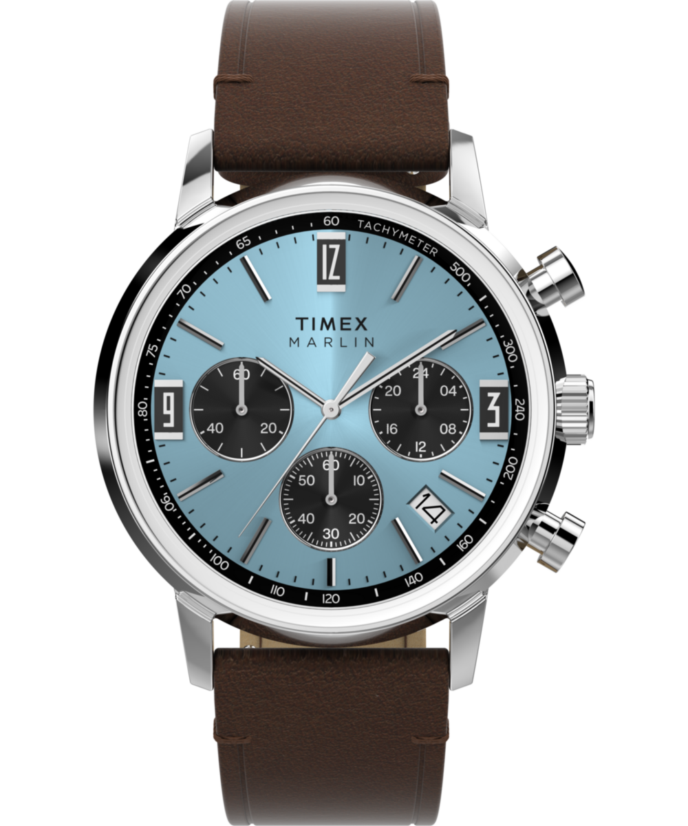 Marlin® Chronograph Tachymeter 40mm Leather Strap Watch
