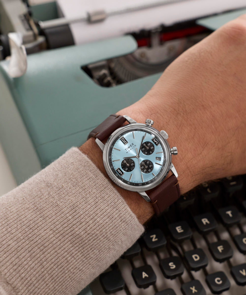 Marlin® Chronograph Tachymeter 40mm Leather Strap Watch